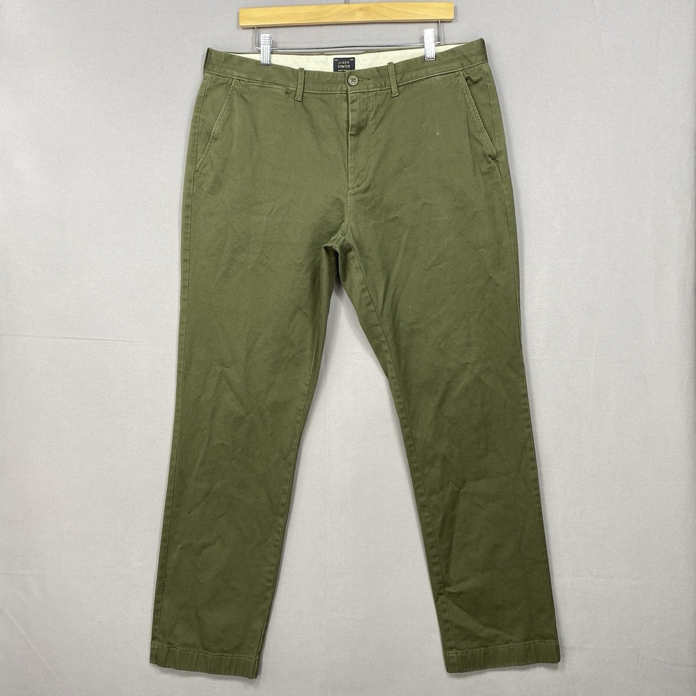 J.Crew Chino Pants 770 35x32 fit 35x31 Stretch Tapered Green Cotton Blend